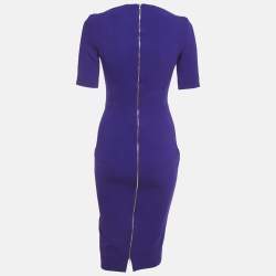 Pre Owned Victoria Beckham Purple Crepe Sheath Midi Dress S