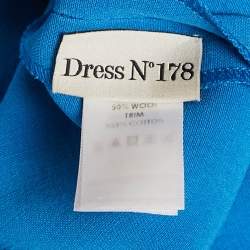 Pre Owned Victoria Beckham Blue Silk & Wool Contrast Detail Midi Dress M
