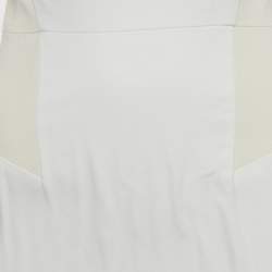 Pre Owned Victoria Beckham Cream & White Cotton Midi Dress S