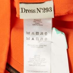 Pre Owned Victoria Beckham Orange Stretch Crepe Contrast Detail Sheath Dress S