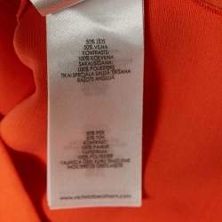 Pre Owned Victoria Beckham Orange Stretch Crepe Contrast Detail Sheath Dress S