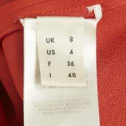 Pre Owned Victoria Beckham Red Crepe Plunge Neck Tie Detail Maxi Dress S 