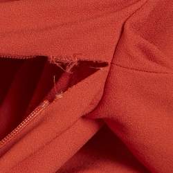Pre Owned Victoria Beckham Red Crepe Plunge Neck Tie Detail Maxi Dress S 