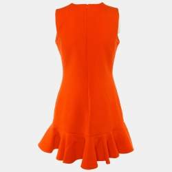 Pre Owned Victoria Beckham Red Wool Sleeveless Flounced Hem Mini Dress S