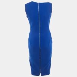 Pre Owned Victoria Beckham Blue Crepe Sheath Midi Dress M