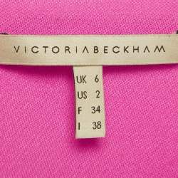 Pre Owned Victoria Beckham Pink Silk Blend Long Cocktail Dress S