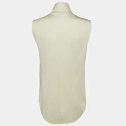 Pre Owned Victoria Beckham Ivory Crepe Neck Detail Blouse M 