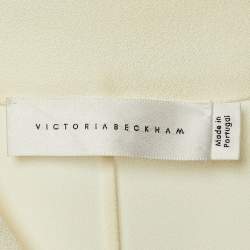 Pre Owned Victoria Beckham Ivory Crepe Neck Detail Blouse M 