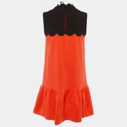 Pre Owned Victoria Beckham Red /Black Crepe Sleeveless Mini Dress XS