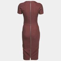 Pre Owned Victoria Beckham Burgundy Jacquard Sheath Dress S
