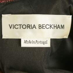 Pre Owned Victoria Beckham Burgundy Jacquard Sheath Dress S