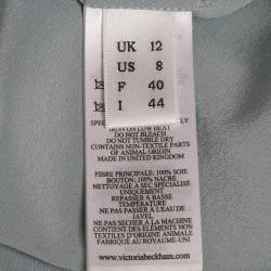 مملوكة مسبقًا بلوزة فيكتوريا بيكهام حرير كريب أزرق مقاس  وسط (ميديم)