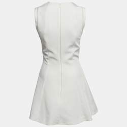 Pre Owned Victoria Beckham White Stretch Knit Flared Mini Dress S