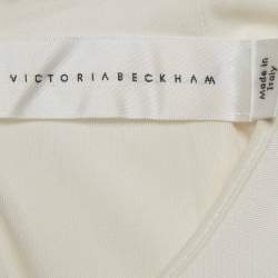 Pre Owned Victoria Beckham White Stretch Knit Flared Mini Dress S
