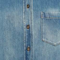 Pre Owned Victoria Beckham Blue Denim Pleated Oversized Shirt S