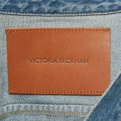 Pre Owned Victoria Beckham Blue Denim Pleated Oversized Shirt S