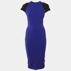 مملوكة مسبقًا Victoria Beckham Navy Blue Jersey Knit Sheath Dress L