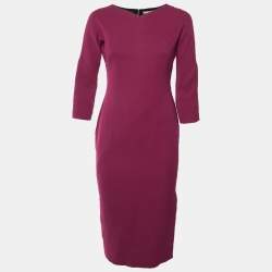 Pre Owned Victoria Beckham Magenta Crepe Sheath Dress M