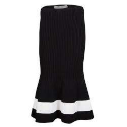 VICTORIA BECKHAM black white bullseye stripe jacquard knit trumpet midi  skirt 1