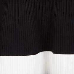 Pre Owned Victoria Beckham Black Contrast Stripe Detail Rib Knit Fluted Midi Skirt S