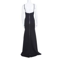 Pre Owned Victoria Beckham Black Double Crepe Cutout Detail Sleeveless Maxi Dress S