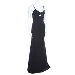 Pre Owned Victoria Beckham Black Double Crepe Cutout Detail Sleeveless Maxi Dress S
