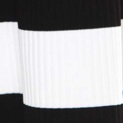 Victoria Beckham Black Contrast Stripe Detail Rib Knit Fluted Midi Skirt S