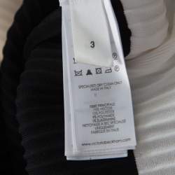 Victoria Beckham Black Contrast Stripe Detail Rib Knit Fluted Midi Skirt S