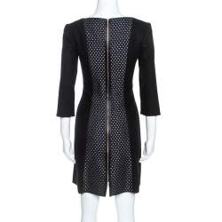 Pre Owned Victoria Beckham Black Knit Paneled Sheath Dress M