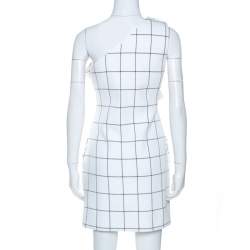 Pre Owned Victoria Victoria Beckham Windowpane Check Cotton One Shoulder Dress S