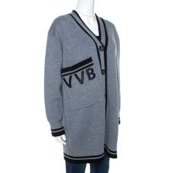 Pre Owned Victoria Victoria Beckham Grey Wool Button Front Cardigan S