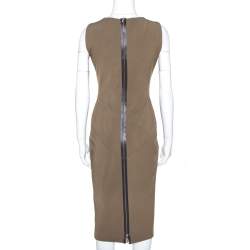 Pre Owned Victoria Beckham Brown Stretch Knit Sleeveless Sheath Dress L