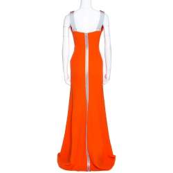 Pre Owned Victoria Beckham Tangerine Back Zipper Detail Gown M