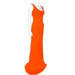 Pre Owned Victoria Beckham Tangerine Back Zipper Detail Gown M