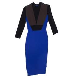 Pre Owned Victoria Beckham Color Block Crepe Sheath Dress S