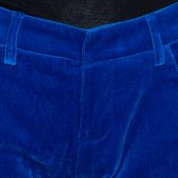 Pre Owned Victoria Beckham Cobalt Blue Velvet Flared Pants S