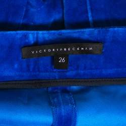 Pre Owned Victoria Beckham Cobalt Blue Velvet Flared Pants S