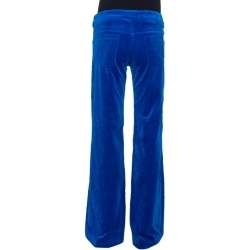 Pre Owned Victoria Beckham Cobalt Blue Velvet Flared Pants S