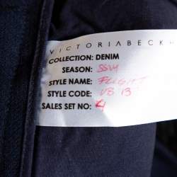 Pre Owned Victoria Beckham Navy Blue Cotton Cropped Flight Pants S