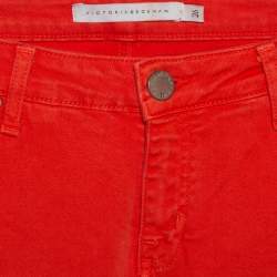 Pre Owned Victoria Beckham Orange Denim Slim Fit Jeans S