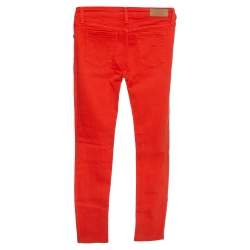 Pre Owned Victoria Beckham Orange Denim Slim Fit Jeans S