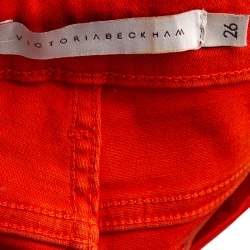Pre Owned Victoria Beckham Orange Denim Slim Fit Jeans S