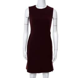Pre Owned Victoria Beckham Burgundy Wool Sleeveless Dress S