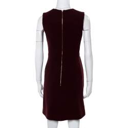Pre Owned Victoria Beckham Burgundy Wool Sleeveless Dress S