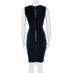 Victoria Beckham Navy Blue Paneled Jersey Fitted Dress S