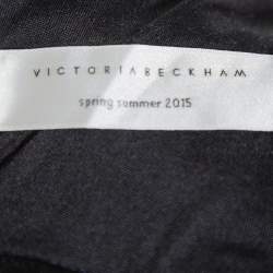 Pre Owned Victoria Beckham Black Floral Print Textured Leather Strap Detail Sheath Dress M