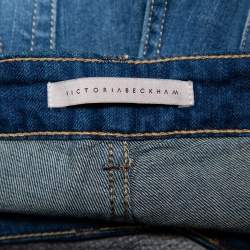 Pre Owned Victoria Beckham Blue Denim Frayed Hem Boyfriend Shorts S