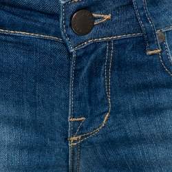 Pre Owned Victoria Beckham Blue Denim Frayed Hem Boyfriend Shorts S