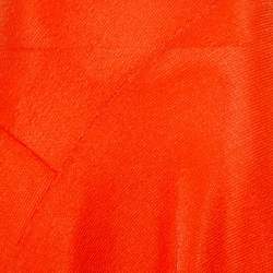 Pre Owned Victoria Beckham Orange Mesh Knit Ruffle Detail Asymmetric Hem Midi Dress S