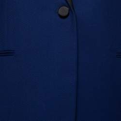 Pre Owned Victoria Beckham Navy Blue Striped Wool Contrast Trim Suit M 